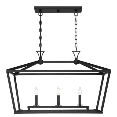 Savoy House Townsend Three Light Linear Chandelier in Matte Black – 1-423-3-89