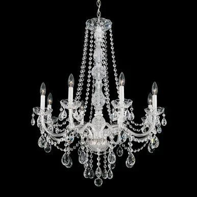 Schonbek Arlington Eight Light Chandelier in Polished Silver – 1305-40H