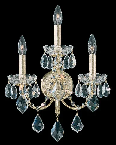 Schonbek Century Three Light Wall Sconce in French Gold – 1703-26