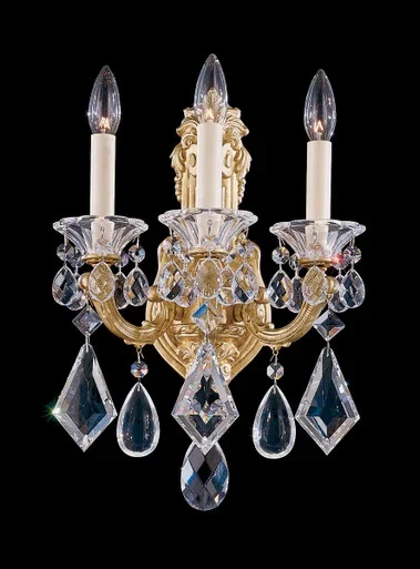 Schonbek La Scala Three Light Wall Sconce in Antique Silver – 5071-48R