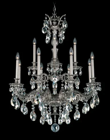 Schonbek Milano 12 Light Chandelier in Heirloom Bronze – 5683-76H