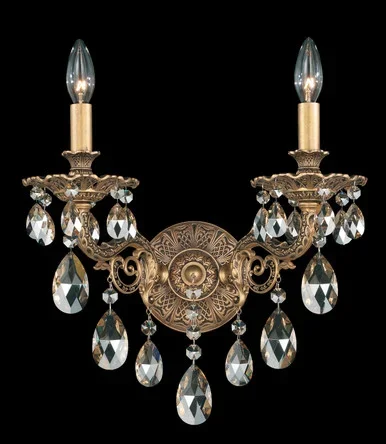 Schonbek Milano Two Light Wall Sconce in Etruscan Gold – 5642-23H
