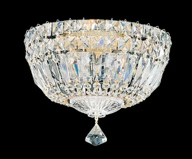 Schonbek Petit Crystal Deluxe Four Light Flush Mount in Polished Silver – 5891-40O