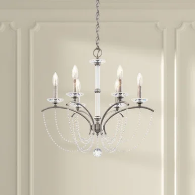 Schonbek Priscilla Six Light Chandelier in Heirloom Silver – BC7106N-44PBZ