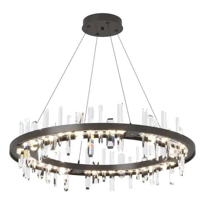 Solitude Circular LED Pendant Crystal LED in Oil Rubbed Bronze139915-LED-STND-14-CR