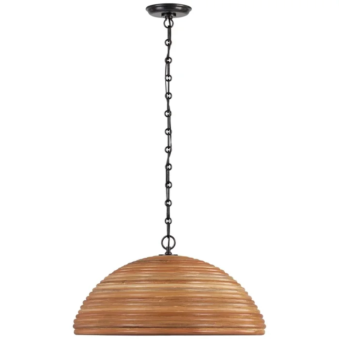 Suzanne Kasler Emerson 23″ Pendant in Bronze with Natural Rattan Shade Ceiling Light W22.75″ x H11.75″SK 5384BZ-NRT