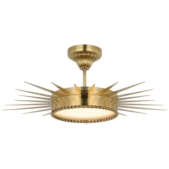 Suzanne Kasler Soleil 28″ Semi-Flush Mount in Hand-Rubbed Antique Brass with White Glass Ceiling Light W26.25″ x H10.25″SK 4190HAB-WG