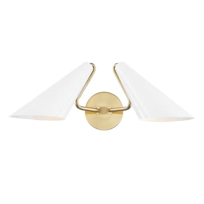 Talia 2-Light Wall Sconce in Aged Brass/Dove Gray Combo 9.5L x 20.5W x 8HH399102-AGB/DG
