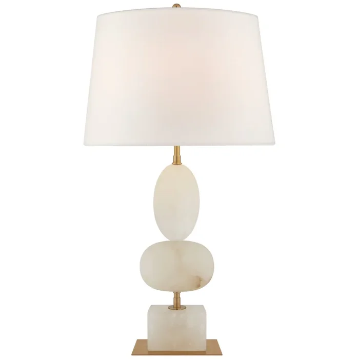 Thomas O’Brien Dani Medium Table Lamp in Alabaster with Linen Shades W15.75″ x H28″TOB 3980ALB-L