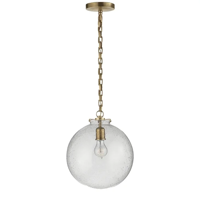 Thomas O’Brien Katie Globe Pendant in Hand-Rubbed Antique Brass with Seeded Glass Ceiling Light W12″ x H14″TOB 5226HAB/G4-SG