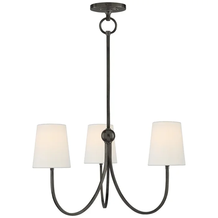 Thomas O’Brien Reed Small Chandelier in Bronze with Linen Shades Ceiling Light W20″TOB 5009BZ-L