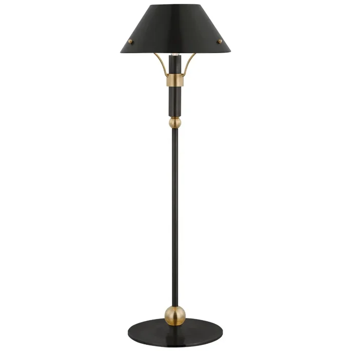 Thomas O’Brien Turlington Medium Table Lamp in Bronze and Hand-Rubbed Antique Brass with Bronze Shade W8.75″ x H26.75″TOB 3733BZ/HAB-BZ