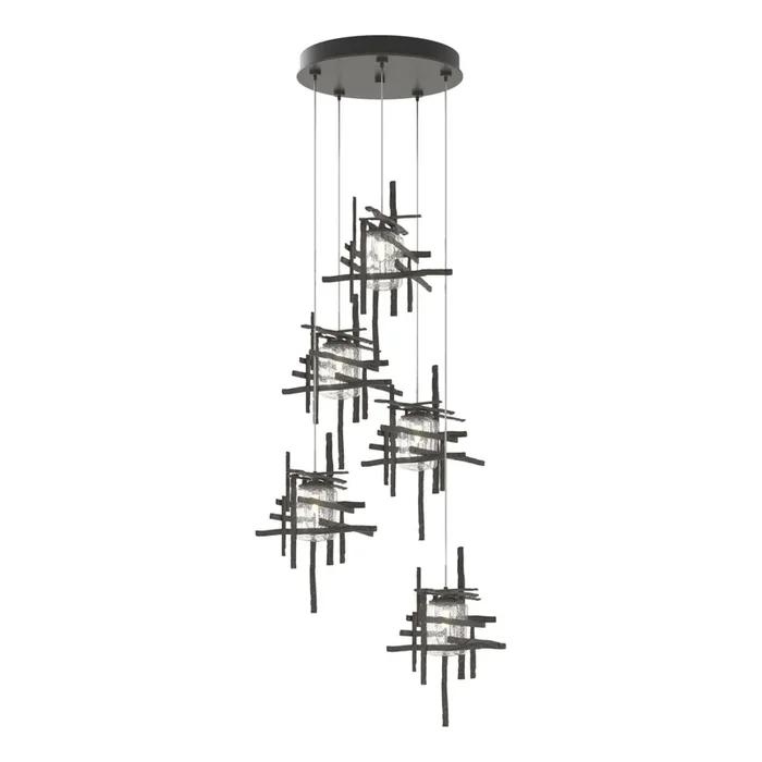 Tura 5-Light Seeded Glass Pendant 5-Light Seeded Clear Glass (II) in Dark Smoke131126-SKT-STND-07-II0728