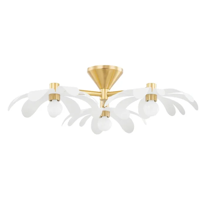 Twiggy 3-Light Semi Flush in Aged Brass/Textured White by TALI ROTH 39.5L x 25W x 7HH698603-AGB/TWH