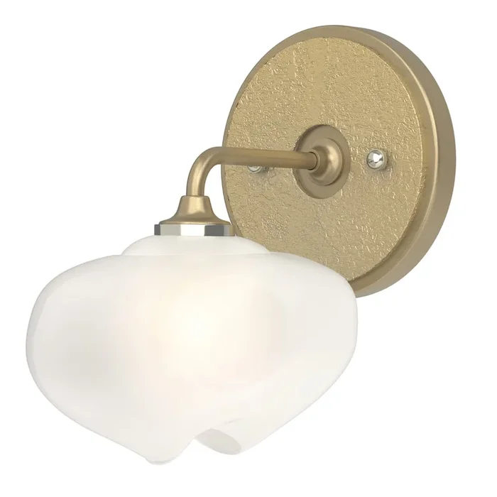 Ume 1-Light Curved Arm Bath Sconce – Soft Gold – Modern Brass Accent