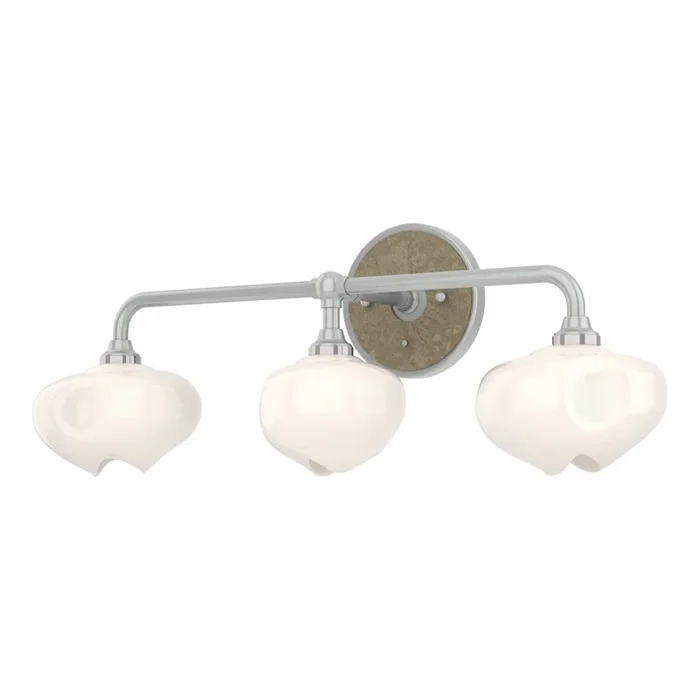 Ume 3-Light Curved Arm Bath Sconce – Vintage Platinum – Soft Gold Accent
