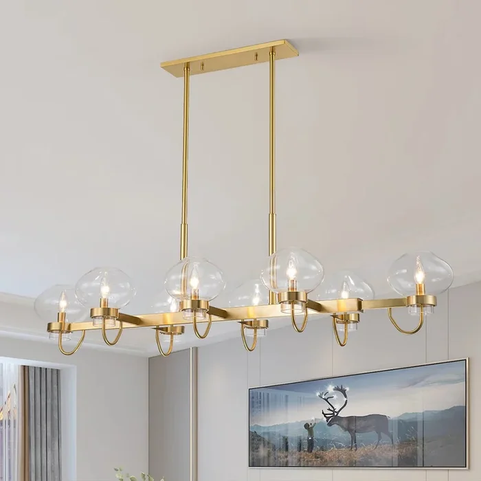 Unique 8-Light Clear Jellyfish Glass Linear ChandelierW81010000047678