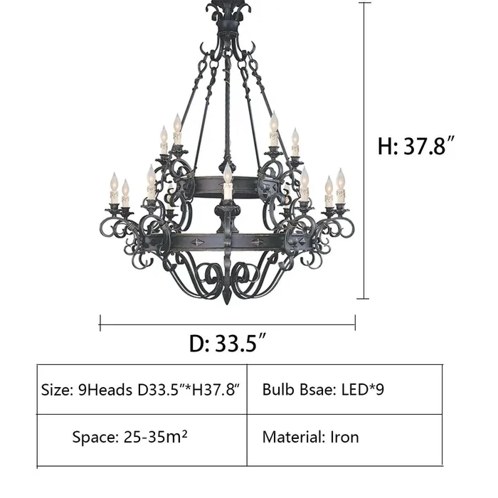 Vintage Iron Simple Candle Art Chandelier for Living Room / Villa / StairsVL-O0827-1