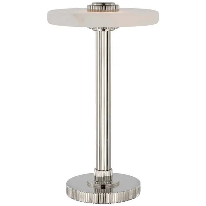 Visual Comfort Aran 9″ Rechargeable Accent Lamp in Polished Nickel and Alabaster Table Lamp W5″ x H8.75″S 3150PN/ALB