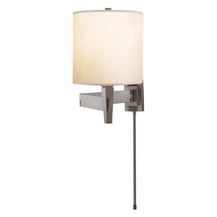 Visual Comfort Architect’s Swing Arm in Brushed Chrome with Silk Shade Wall Light W8″ x H13″PT 2000BC-S