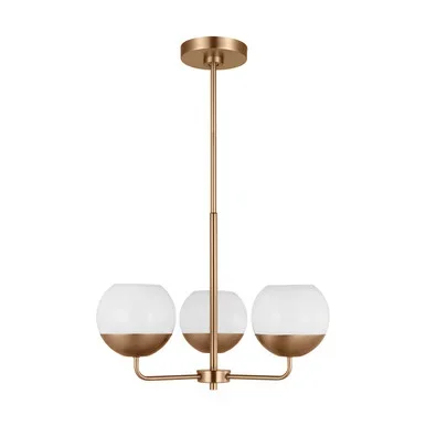 Visual Comfort Studio Alvin Three Light Chandelier in Satin Brass – 3168103-848