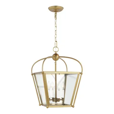 Visual Comfort Studio Charleston Four Light Foyer in Satin Brass – 5191004-848