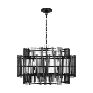 Visual Comfort Studio Elio Four Light Pendant in Aged Iron – EP1404AI