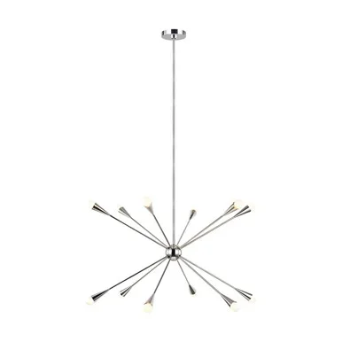 Visual Comfort Studio Jax 12 Light Chandelier in Polished Nickel – EC10312PN