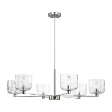 Visual Comfort Studio Lochdale Six Light Chandelier in Brushed Nickel – DJC1216BS