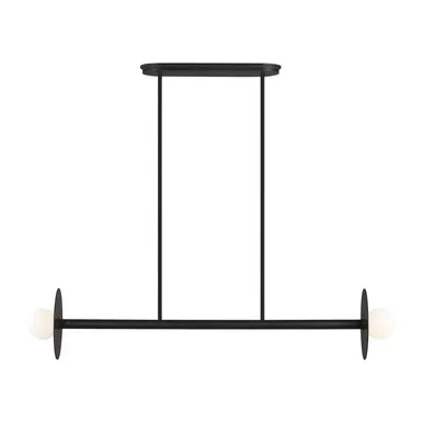 Visual Comfort Studio Nodes Two Light Linear Chandelier in Midnight Black – KC1012MBK