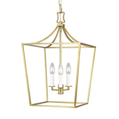 Visual Comfort Studio Southold Three Light Lantern in Burnished Brass – CC1003BBS