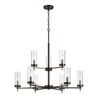 Visual Comfort Studio Zire Nine Light Chandelier in Brushed Oil Rubbed Bronze – 3190309EN-778