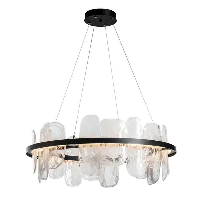 Vitre Circular LED Pendant LED White Swirl Glass (YR) in Black139660-LED-STND-10-YR0708
