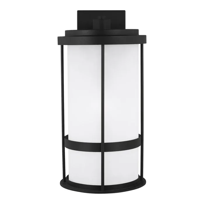 Wilburn Large One Light Outdoor Wall Lantern LED Transitional Fixture Dark Sky 10″ Width 20″ Height Aluminum Round Satin Etched Shade in Black8790901DEN3-12