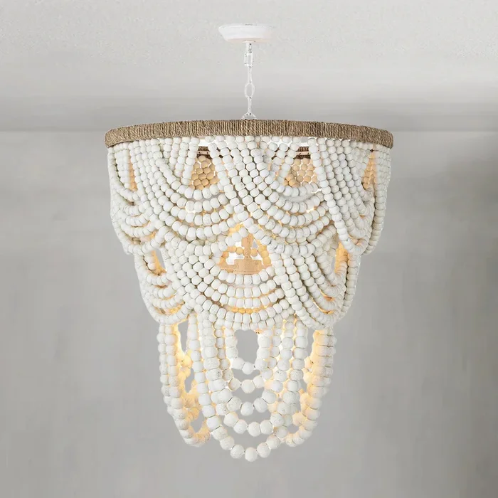 Willara White Wood Bead ChandelierVL-EG-02251
