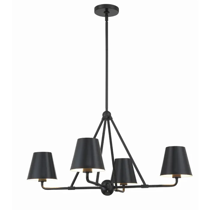 Xavier 4 Light Matte Black Chandelier Steel Shade 31.75″W x 17″H x 31.75″DXAV-B9304-MK