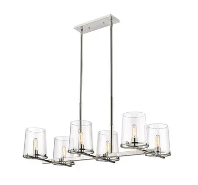Z-Lite Callista Six Light Linear Chandelier in Polished Nickel – 3032-6L-PN