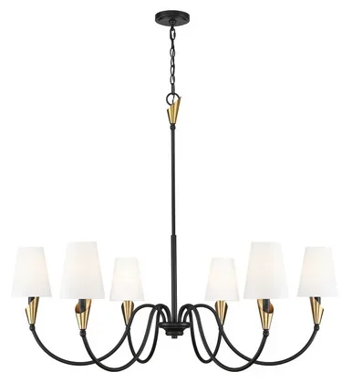 Z-Lite Claudelle Six Light Chandelier in Matte Black + Modern Gold – 4014-46MB-MGLD