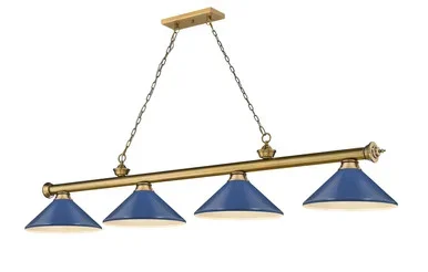 Z-Lite Cordon Four Light Billiard in Rubbed Brass – 2306-4RB-MNB