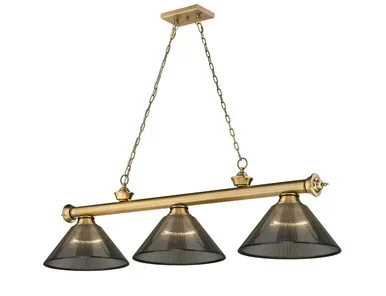 Z-Lite Cordon Three Light Billiard in Rubbed Brass – 2306-3RB-ARS