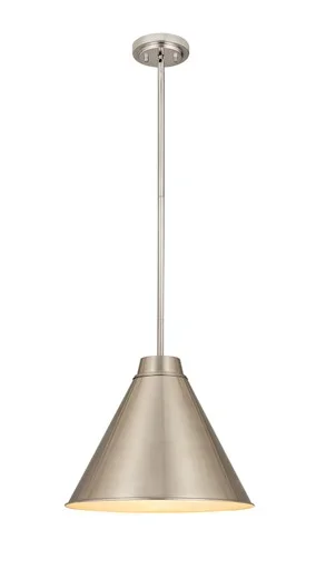 Z-Lite Eaton One Light Pendant in Brushed Nickel – 6011P18-BN