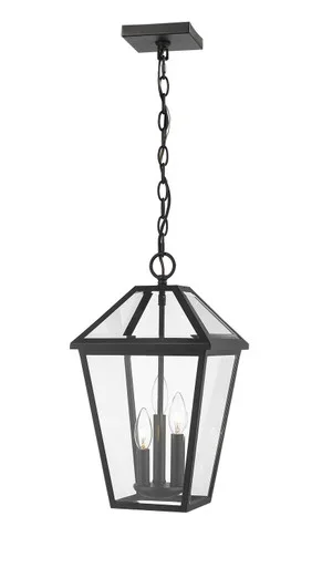 Z-Lite Talbot Three Light Outdoor Chain Mount Ceiling Fixture in Black – 579CHB-BK
